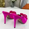 Crystal Stiletto Slippers Mules en cuir de soie pompes semelle extérieure pour femmes chaussures de soirée designers High Heels Factory Footwear