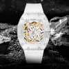 Orologi uomini pintime guardano nuovi orologi meccanici automatici di moda trasparente white hollow quadl sport orologio da polso luminoso relo homb