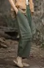 Spodnie damskie Capris Yasuk AllSason Women Casual, miękka bawełniana lniana szeroka noga w stylu retro solidne dziewięć sezonowe spodnie plisowane Y240422