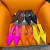 15A new Top quality Real silk Pointed toes Mules slippers sandal Low heels Yellow green rose-red black Luxury designer slipper Factory footwear With box