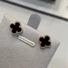 Ontwerper Originele hoge versie van mini Clover oorbellen vrouwelijk natuurlijke pauw limoen wit fritillaria goud dikke vergulde 18k rozenjuwelen