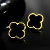 Designer charm Van High Edition Four Leaf Flower Ear Studs Network Red Same Fashion Small Earrings Female Commuter Versatile Jewelry