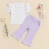 Ensembles de vêtements pudcoco enfants bébé fille des tenues d'été t-shirt à manches courtes et pantalon élastique à manches élastiques mignonnes vêtements 6m-4t