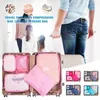 Sacs de rangement 6 Pack Travel Organizer Set Vêtements Sac à bagages Fonction de garde-robe Chaussures Emballage Cubes