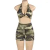 Suisses de survêtement pour femmes Soefdioo Camouflage Set Set Crop Tanks et Shorts Costumes 2024 Été Actif Two Piece Set Sets Pentes