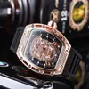 2022 Top Luxury Quartz Watches Rostfritt stål Fodral 6 Pin Seconds Rubber Band Watch Man Clock Relogio Masculino245J
