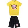 Erkeklerin Tracksits Axolotl Boba Milk Harajuku Estetik Grafik Baskı Tişört Giysileri 2024 Kawaii Yaz Kısa Kollu Takım