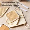 Table Mats Japanese Cotton Linen Placemat Anti-slip Heat Insulation Coffee Cup Bowl Tableware Padding With Hanging Ring Kitchen Supplies