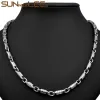 Colliers Sunnerlees 316L Collier en acier inoxydable 6 mm chaîne de liaison géométrique haute couleur argent couleur hommes Femmes Gift Sc238