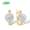 Boucles d'oreilles Vistoso authentique 14k 585 boucles d'oreilles à clip en or jaune pour femmes magnifiques fleurs diamants de luxe de luxe de luxe