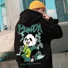 Herrtröjor kawaii vintage anime panda tryck rolig mens casual långärmad huvtröjor male plus size ropa y2k hombre kläder