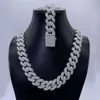 23 mm hiphop wit goud vergulde sterling zilver 925 ijsje uit Moissanite Diamond Miami Cuban Chain