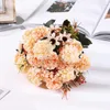 Dekorativa blommor Hydrangea Silk Flower Fake With STEM Realistic Center Office Home Decoration Wedding Bride Bouquet