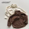 T-shirt Cotton Solid Pocket Button 2023 Spring Autumn New Children Shirts Boy Casual Long Maniche Tops Kids Weak Wear Toddler Abiti per 18 anni
