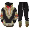 African Dashiki Style ethnique 3D Print Tracksuit Set Casual Hoodie Pantals 2pcs sets hommes / femmes Streetwear Folk-Custom Streetwear 240412