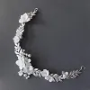 Jewelry Ceramic Flower Bridal Hair Comb Vine Silver Color Leaf Wedding Headband Tiara Handmade Women Headpiece