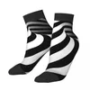 Skarpetki męskie śmieszne kostki iluzja Optyczna Streszczenie Twisted Stripes Geometry Street Style Crazy Crew Sock Prezent Wzór prezentowany