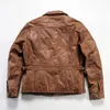 Men Brown Leather Motorcycle Jackets Genuine Leather Bomber Jacket Coat Outerwear Windbreakers Plus Size M-3XL 4XL