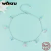 Anklety Wostu 925 Sterling Silver Seastar Shell Charm Anklet Foot Jewelry for Women Summer Beach Biżuter