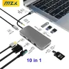 HUBS MZX 10in1 Docking Station USB Hub 3 0 C Typ RJ45 100M Ethernet PD VGA SD TF -kortläsare Audio 3.0 2.0 4K Kompatibel med HDMI