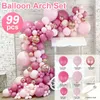 Décoration de fête 99pcs Ballon rose Kit Garland Bow ballons décor de mariage Baby Shower Girl anniversaire adulte Bachelorette Baloon