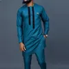 Summer African Mens Traditional Elegant Suits Outfit Dashiki 2Pc Shirt Pants Full Set Designer Clothes Abaya Brand Costume 240412