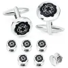 Links Vintage Floral Pattern Enamel Cufflinks Tuxedo Studs Set for Men's Tuxedo Shirts Business Wedding Cufflinks Set