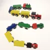 مجموعة خشبية قطار لطفل صغير مع مسارات القطار الجانبية المزدوجة تناسب لعبة Brio Perfect Wood Toy للأولاد والبنات ZZ