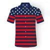 Men's Casual Shirts Summer Short Sleeve Tee Hawaiian Shirt Sweatshirts Men Clothing For America Flag Printed