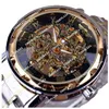 2024 Neue transparente Goldmänneruhr, luxuriöse mechanische Skeleton -Uhr, lässiges Armbanduhr für Männer