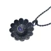 Colliers Ton Zir Hotselling Murakami Rainbow Sunflower Pendant Collier avec un pendentif à fleurs rotatives en zircone microset