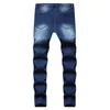 Men Hip Hop splitsende gaten Blue Biker Skinny Jeans Goede kwaliteit Mannelijke Street Style Cotton Stretch Denim Pants 240420