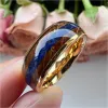 Rings 8mm Tungsten Carbide Engagement Rings for Men Women Wedding Band Fashion Jewelry Blue Opal Whisky Barrel Inlay Domed Comfort Fit