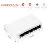 Routter Kebidumei Mini Gigabit Network Switch 5 Port Ethernet Switch Internet Splitter Desktop 10/100 / 1000Mbps RJ45 Hub WiFi Router