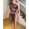 Sahne Giyim Lüks Rhinestones Zincirleri Kutlamak Doğum Günü Akşam Balo Elbise Kadınlar Seksi Görmek