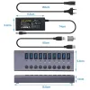 Nav aluminium USB 3.0 USB -nav 10 portar USB Multipel splitter höghastighet expander med 12V 5A Power Adapter för MacBook Pro Computer