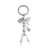 Keychains Architect Keychain House Key Ring Compass Ruler Real Estate Engineer Engineering Student Drawing