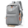 Bags Leisure Backpack for Man Women Sport Bag Simple Lightweight Design 14 Inch Laptop Backbag with Usb Teens Schoolbag Male Gray