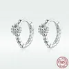 Hoop örhängen 925 Sterling Silver Zircon Geometric Earring for Women Girl Fashion Simple Design Jewelry Party Gift Drop Drop