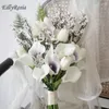 Fleurs de mariage Bouquet de mariée coréenne blanche violette Cala Lily Tulip Country artificiel pour la mariée Bruidsboeket