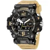 SMAEL Outdoor Tactical Mens Alloy Style Style Watch Night Glow مقاومة للماء مزدوجة شاشة الكوارتز الإلكترونية