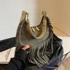 half Mo Underarm Bag For Women Fi Tassel Suede Leather Shoulder Bag Female Vintage Handbag Armpit Bag Tote Sac A Main c1lI#