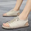 Sandals Men Trendy Style Men's Casual Sports Fashion Slippers Handmade Sewing Outdoor Breathable Open-Toe