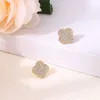 Designer Charm New Van High Edition Lucky Clover Womens S925 Silver Natural Earrings Alloy Mode Jewelry