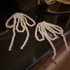 Stud Earrings 2pcs Fashion Tassel Bow Imitation Pearl Long For Women Girls Wedding Jewelry Temperament Dangle Gift