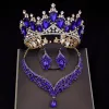 Necklaces 2022 Luxury Crystal Bridal Jewelry Sets For Women Fashion Tiara Crown Earring Necklace Wedding Jewelry Bride Dubai Set Pageant