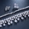 Colliers Emmaya Zircons High Quality White Gold Color Cumbic Zirconia Bridal Wedding Collier and Earge Brings Sets Party Gift