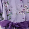 Vestidos de festa Limiguyue Purple Maxi Dress Summer Women Flower Print Ethnic Vintage Torno