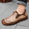 Zapatos casuales de cuero hecho a mano para hombres transpirables 2024 Classic Lazy Zapatillas Hombre