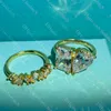 Tasarımcı Elmas Yüzük Kadınlar için Altın Nişan Yüzüğü Lüks 925 Silver Ring Lady Mücevher Seti Sevgililer Günü Hediyesi Kutu